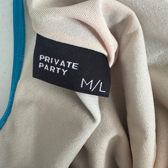 Private Party Mermaid One Piece Swimsuit Teal Blue Low Back - Picture 5 of 14